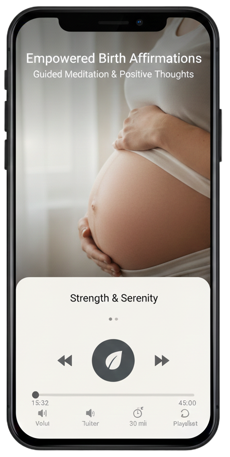 GracefulBirth app showing daily affirmations and mother-baby connection features
